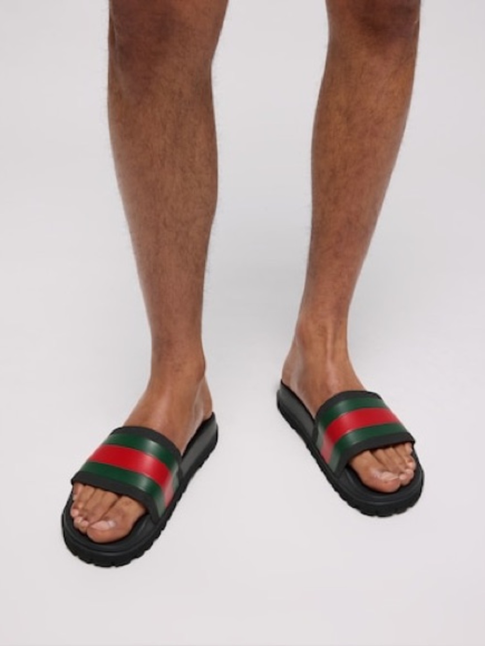 Gucci Black Rubber Web Slide Sandal Sz 10 Mens 
(Jul 026)